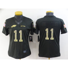 Women's Philadelphia Eagles #11 A. J. Brown Black Salute To Service Stitched Football Jersey(Run Small) 