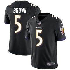 Men's Baltimore Ravens #5 Marquise Brown Black Stitched Football Jersey 
