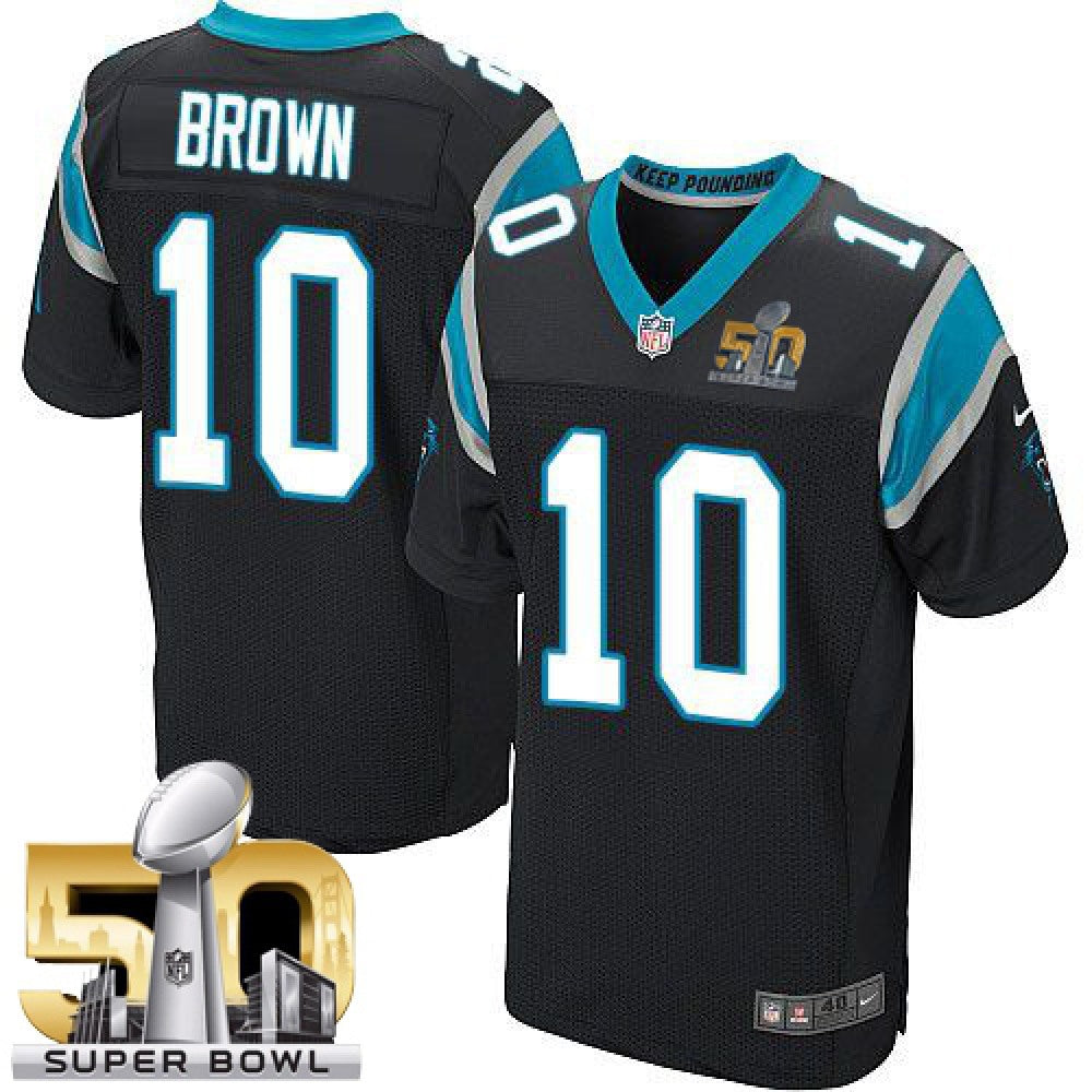 Panthers #10 Corey Brown Black Team Color Super Bowl 50 Men's Stitched NFL Elite Jersey 