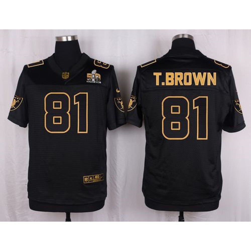 Raiders #81 Tim Brown Black Men's Stitched NFL Elite Pro Line Gold Collection Jersey 