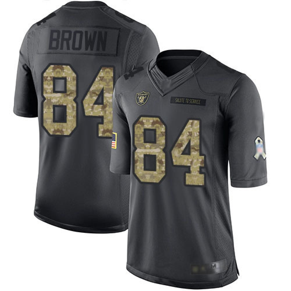 Men's Oakland Raiders #84 Antonio Brown Black Salute To Service Stitched NFL Jersey 