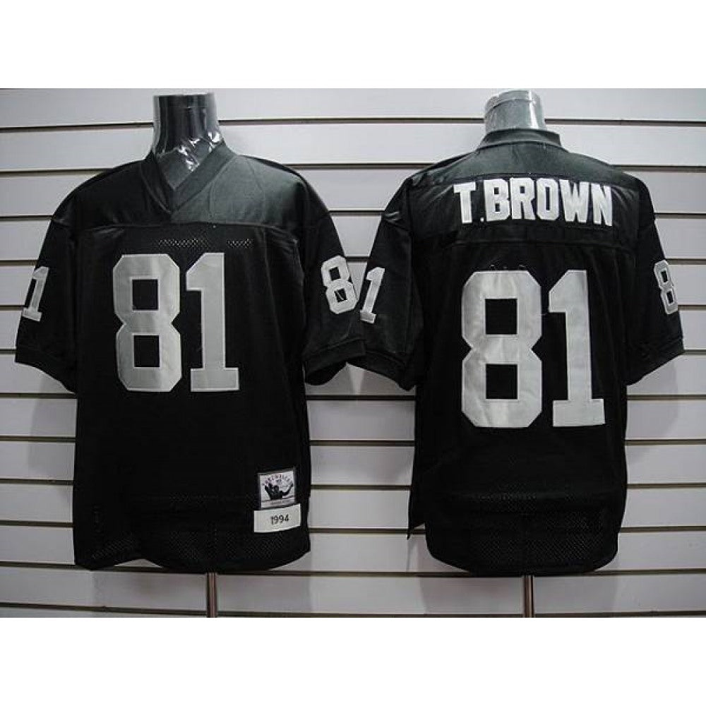 Mitchell and Ness Raiders #81 Tim Brown Stitched Black NFL Jersey 