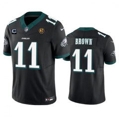 Men's Philadelphia Eagles #11 A. J. Brown Black 2023 F.U.S.E. With 1-star C Patch And John Madden Patch Vapor Limited Stitched Football Jersey 