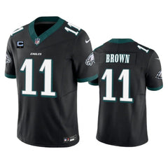 Men's Philadelphia Eagles #11 A. J. Brown Black 2023 F.U.S.E. With 4-Star C Patch Vapor Untouchable Limited Stitched Football Jersey 