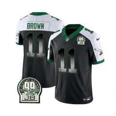 Men's Philadelphia Eagles #11 A. J. Brown Black/White 2023 F.U.S.E. Throwback Vapor Untouchable Limited Stitched Football Jersey 