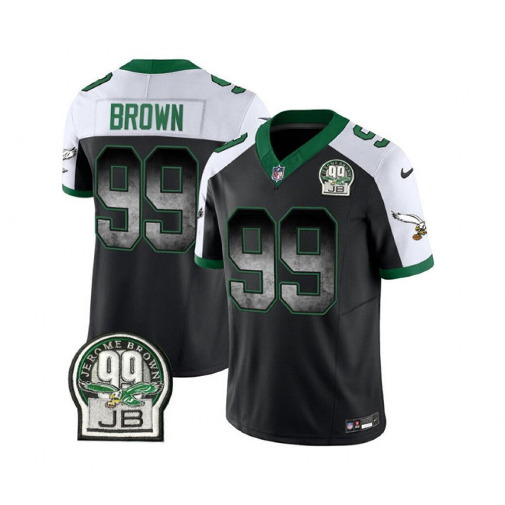 Men's Philadelphia Eagles #99 Jerome Brown Black/White 2023 F.U.S.E. Throwback Vapor Untouchable Limited Stitched Football Jersey 