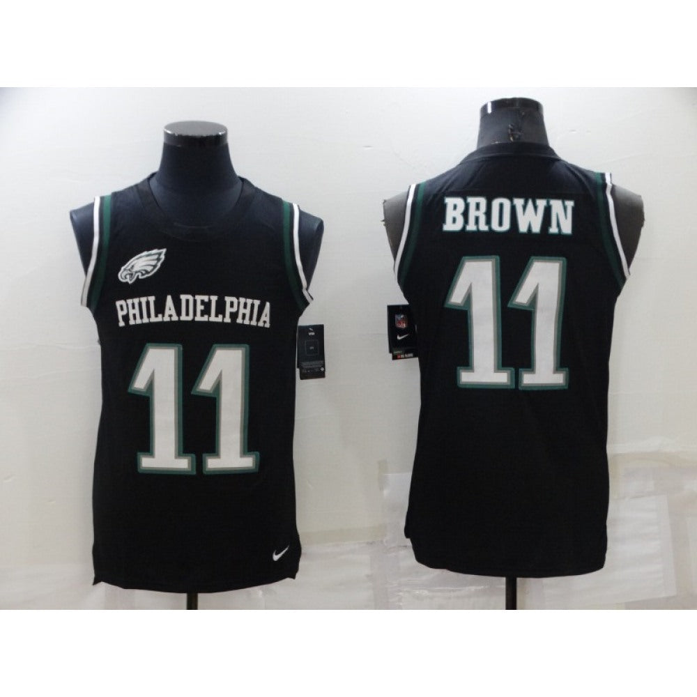 Men's Philadelphia Eagles #11 A. J. Brown Black Limited Tank Top Stitched Jersey 