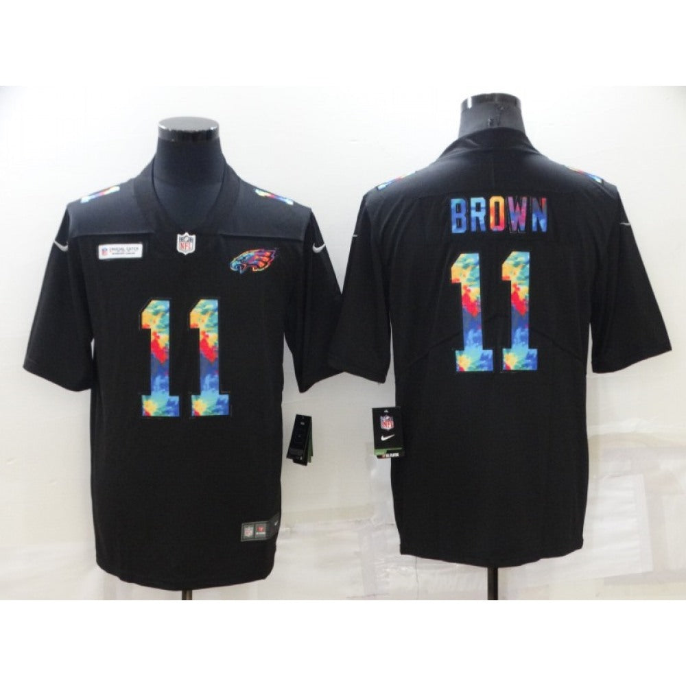 Men's Philadelphia Eagles #11 A. J. Brown Black Crucial Catch Limited Stitched Jersey 