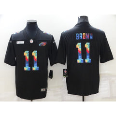 Men's Philadelphia Eagles #11 A. J. Brown Black Crucial Catch Limited Stitched Jersey 