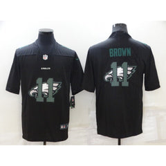 Men's Philadelphia Eagles #11 A. J. Brown Black Shadow Logo Limited Stitched Jersey 