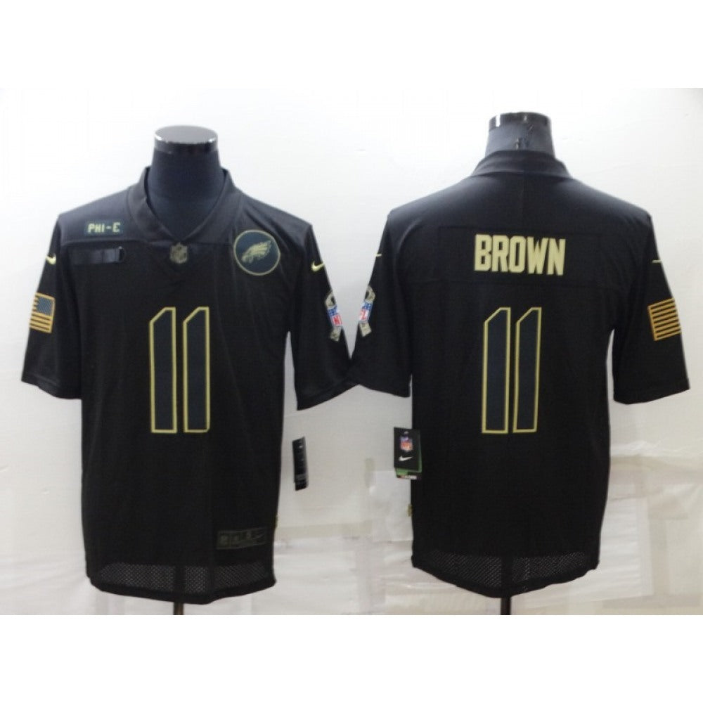 Men's Philadelphia Eagles #11 A. J. Brown Black Salute To Service Limited Stitched Jersey 