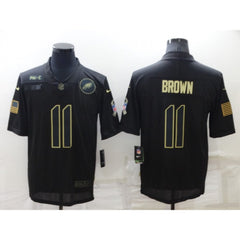 Men's Philadelphia Eagles #11 A. J. Brown Black Salute To Service Limited Stitched Jersey 