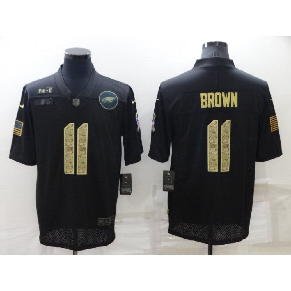 Men's Philadelphia Eagles #11 A. J. Brown Black Camo Salute To Service Limited Stitched Jersey 