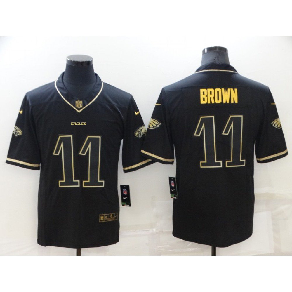 Men's Philadelphia Eagles #11 A. J. Brown Black/Gold Salute To Service Limited Stitched Jersey 