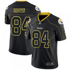 Men's Pittsburgh Steelers #84 Antonio Brown NFL 2018 Lights Out Black Color Rush Limited Jersey 