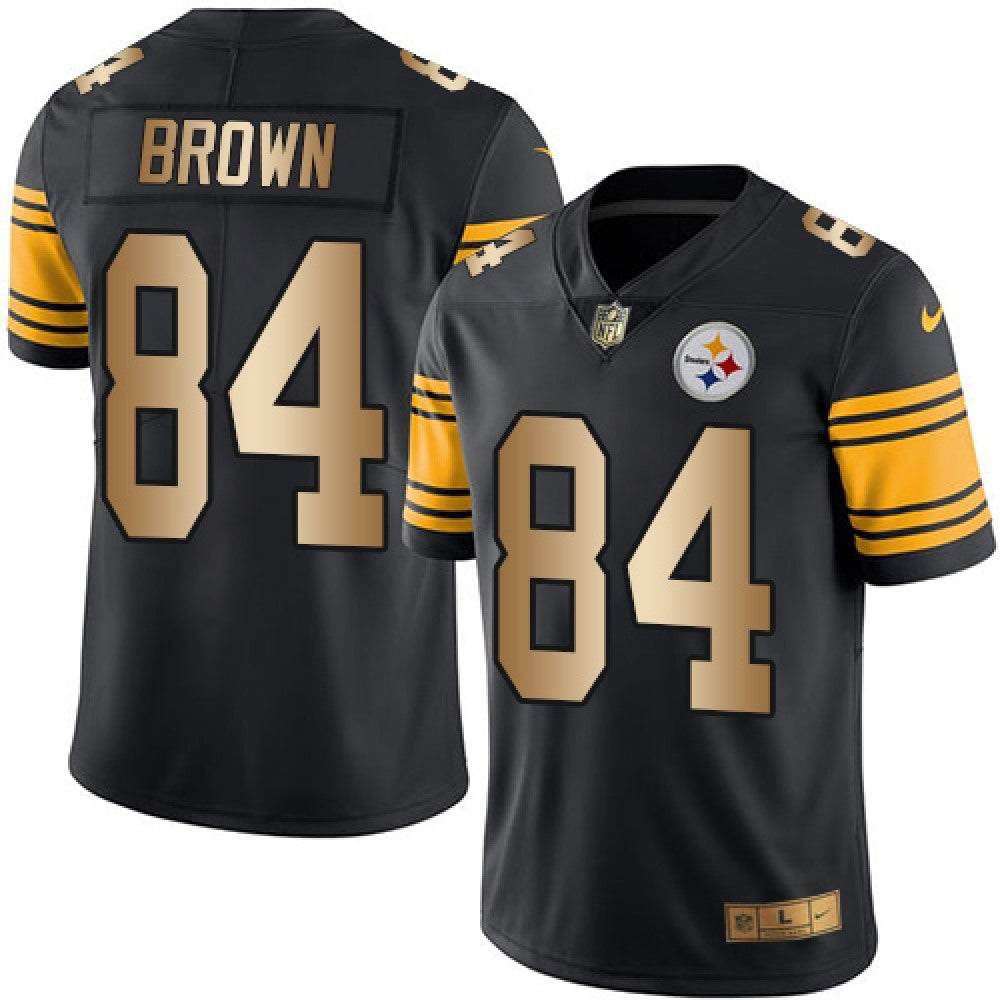 Steelers #84 Antonio Brown Black Men's Stitched NFL Limited Gold Rush Jersey 