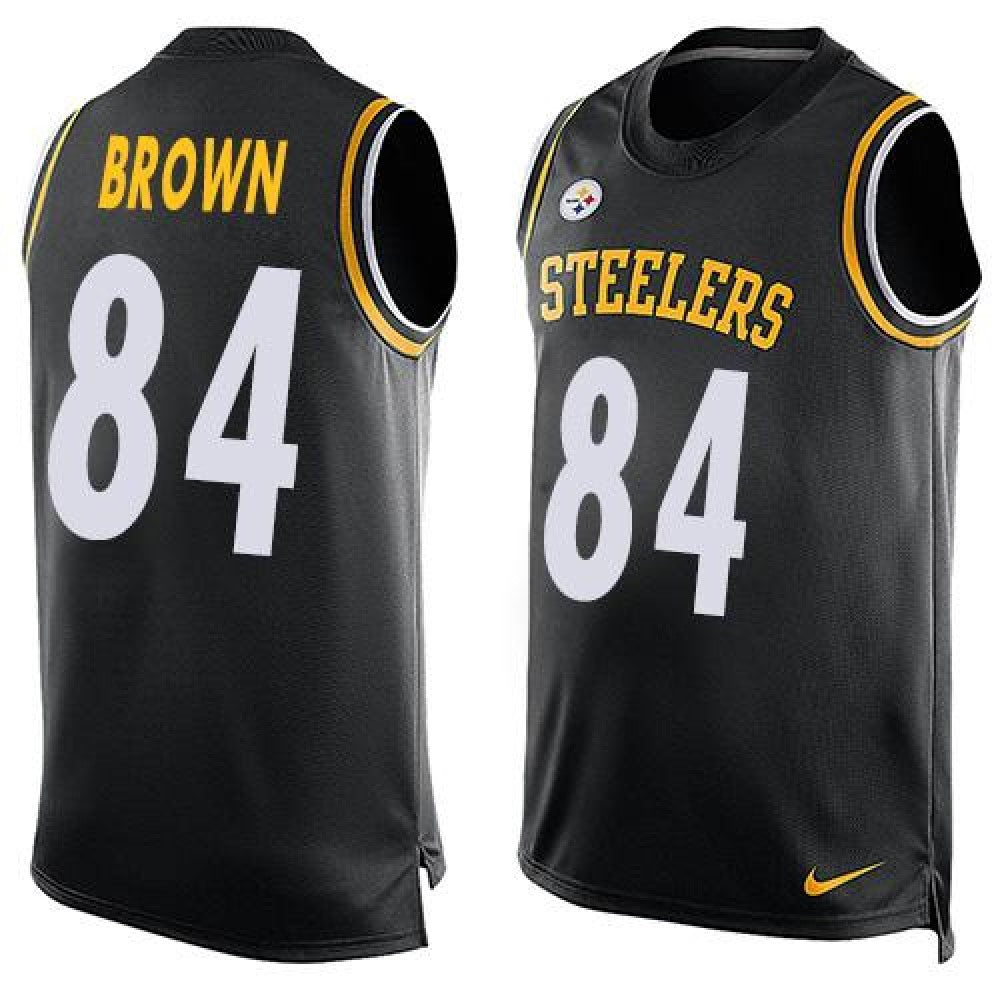 Steelers #84 Antonio Brown Black Team Color Men's Stitched NFL Limited Tank Top Jersey 