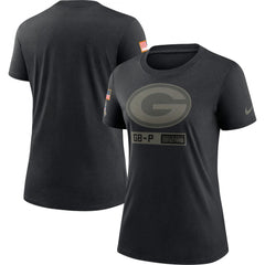 Women's Green Bay Packers 2020 Black Salute To Service Performance T-Shirt (Run Small) 