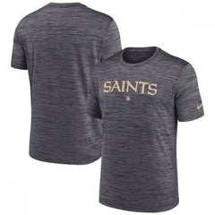 Men's New Orleans Saints White New Orleans Saints Black Sideline Velocity Stack Performance T-Shirt 