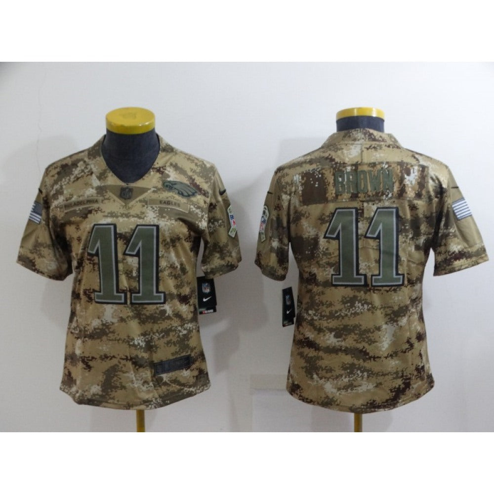 Women's Philadelphia Eagles #11 A. J. Brown Camo Salute To Service Limited Stitched Football Jersey(Run Small) 