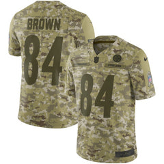 Men's Pittsburgh Steelers #84 Antonio Brown 2018 Camo Salute to Service Limited Stitched NFL Jersey 