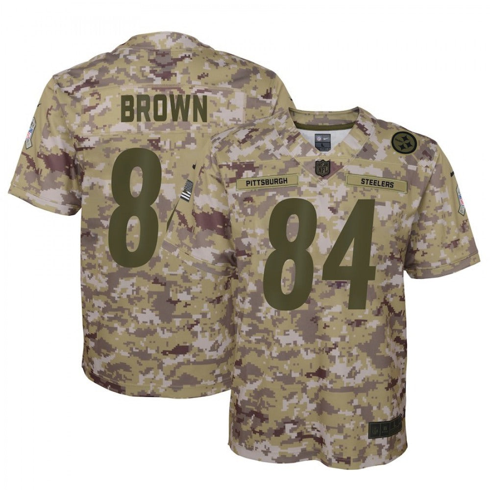 Youth Pittsburgh Steelers #84 Antonio Brown 2018 Camo Salute to Service Limited Stitched NFL Jersey 