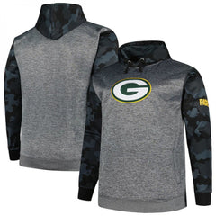 Men's Green Bay Packers Heather Charcoal Big & Tall Camo Pullover Hoodie 