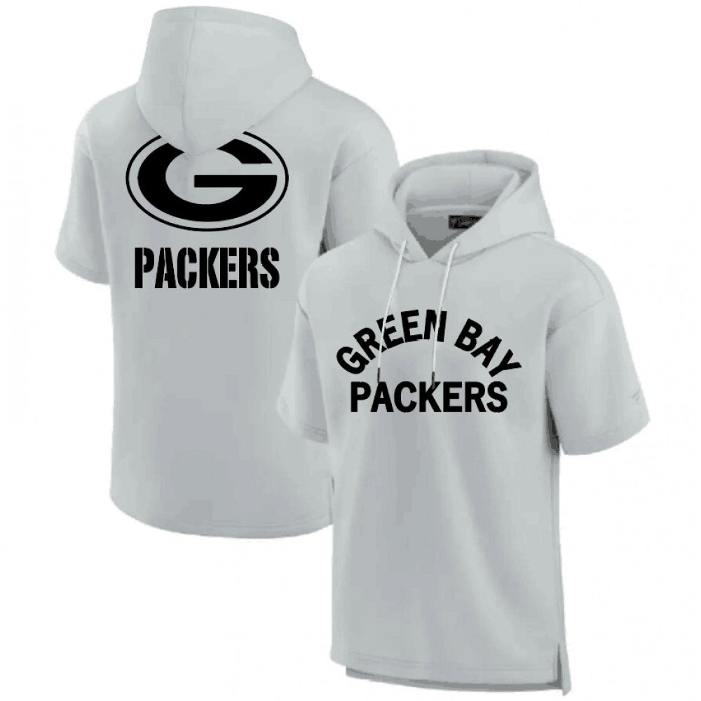 Men's Green Bay Packers Gray Super Soft Fleece Short Sleeve Hoodie 