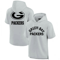 Men's Green Bay Packers Gray Super Soft Fleece Short Sleeve Hoodie 