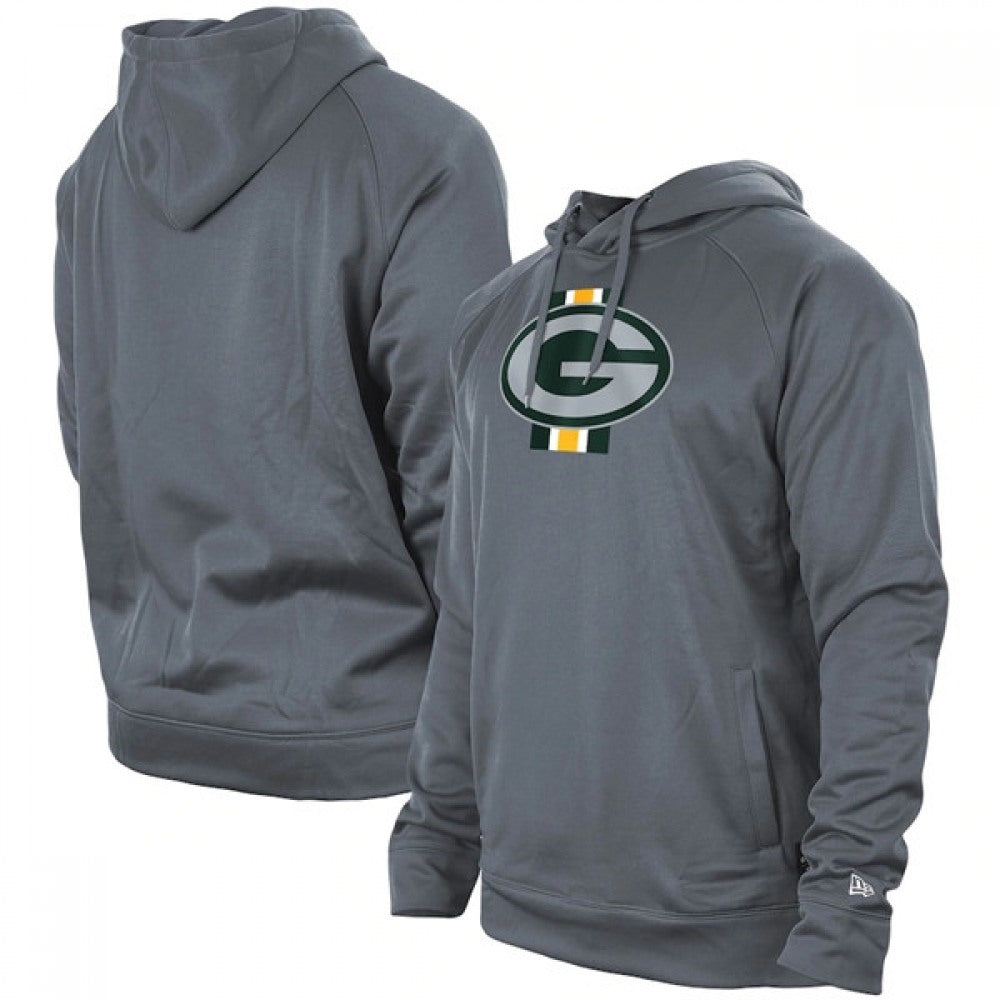 Men's Green Bay Packers Gray New Era Training Camp Raglan Pullover Hoodie 