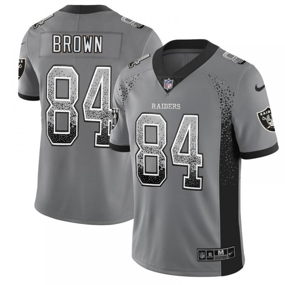 Men's Oakland Raiders #84 Antonio Brown Gray Drift Fashion Color Rush Limited Stitched NFL Jersey 