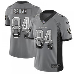Men's Oakland Raiders #84 Antonio Brown Gray Drift Fashion Color Rush Limited Stitched NFL Jersey 