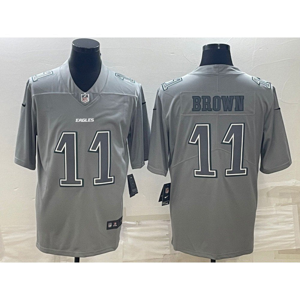Men's Philadelphia Eagles #11 A.J. Brown Gray Atmosphere Fashion Stitched Jersey 