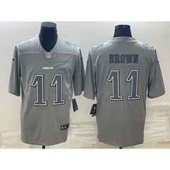 Men's Philadelphia Eagles #11 A.J. Brown Gray Atmosphere Fashion Stitched Jersey 