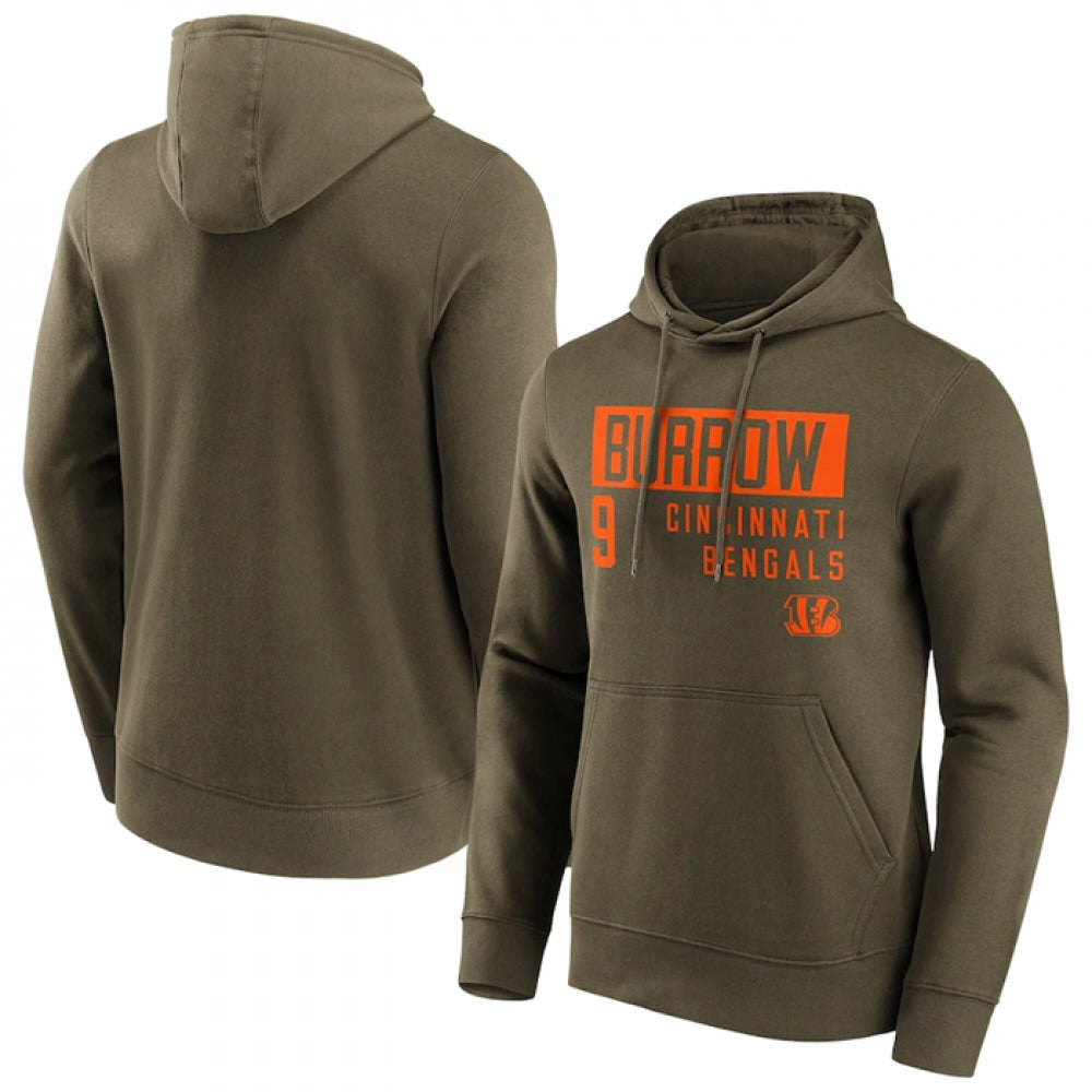 Men's Cincinnati Bengals #9 Joe Burrow Fashion Name & Number Hoodie 