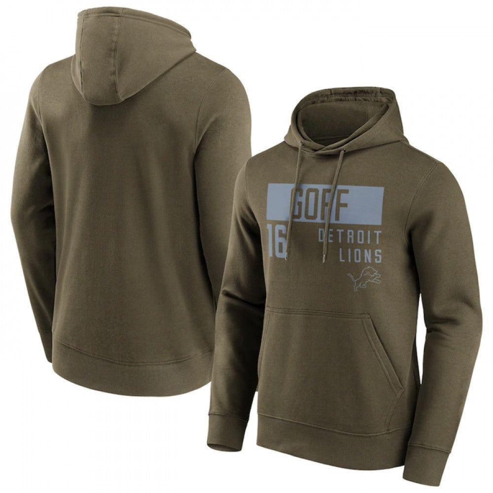 Men's Detroit Lions #16 Jared Goff Fashion Name & Number Hoodie 