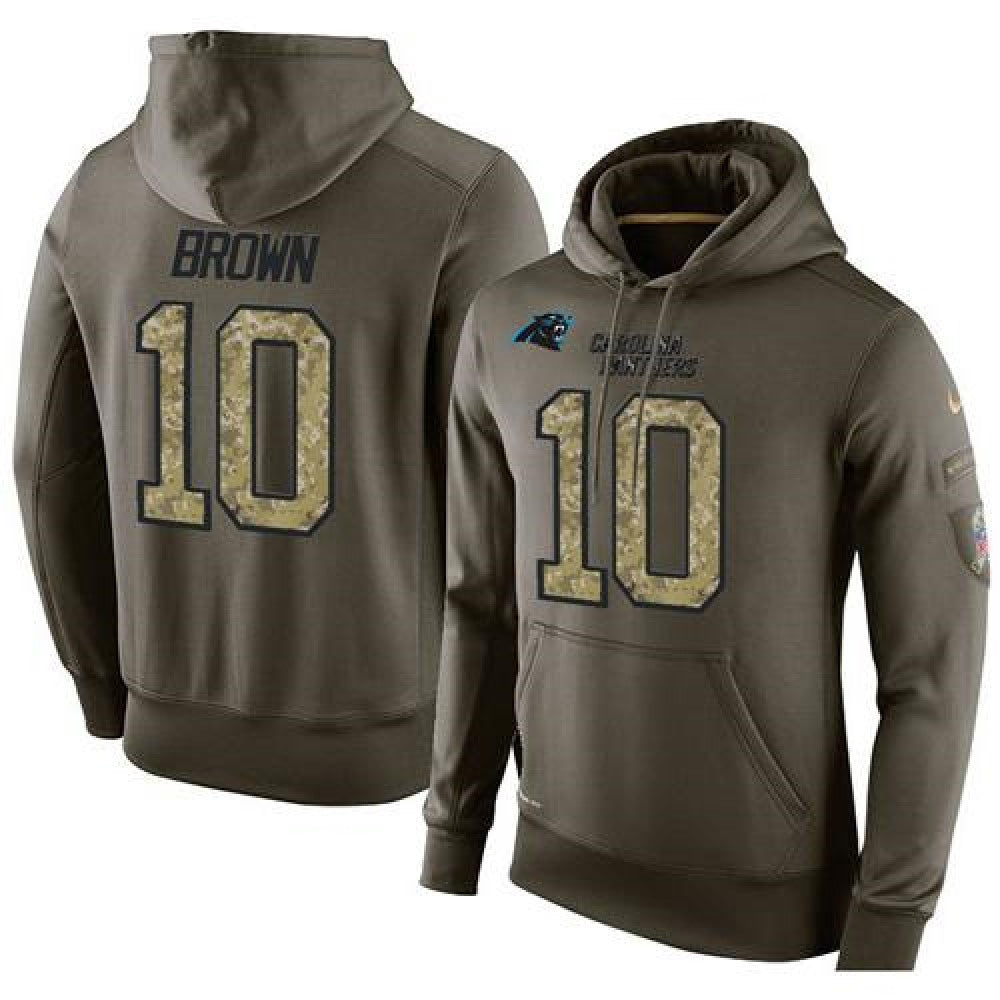 NFL Men's Carolina Panthers #10 Corey Brown Stitched Green Olive Salute To Service KO Performance Hoodie 