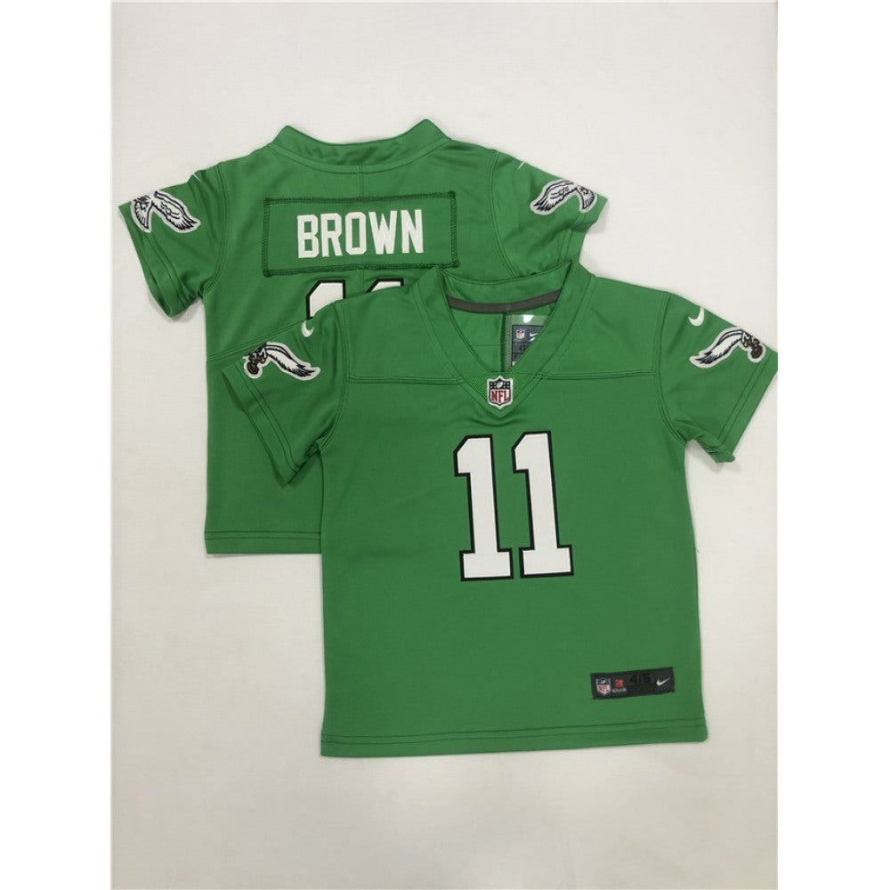 Toddlers Philadelphia Eagles #11 A. J. Brown Green Vapor Throwback Stitched Football Jersey 
