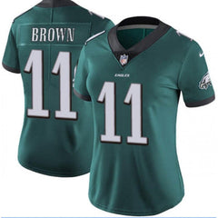 Women's Philadelphia Eagles #11 A.J. Brown Green Vapor Untouchable Limited Stitched Football Jersey(Run Small) 