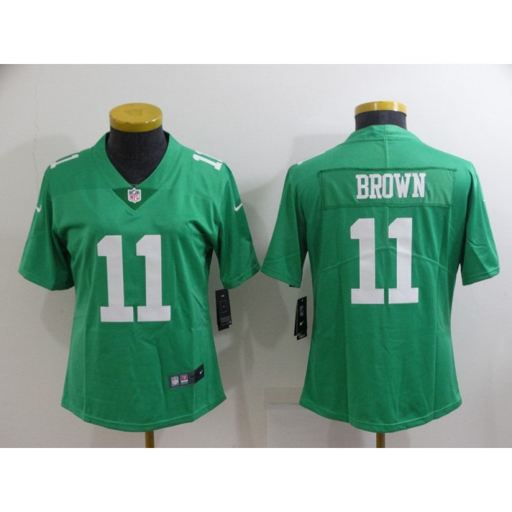 Women's Philadelphia Eagles #11 A. J. Brown Green Vapor Untouchable Limited Stitched Football Jersey(Run Small) 