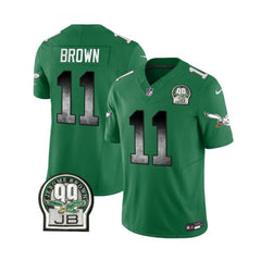 Men's Philadelphia Eagles #11 A. J. Brown Green 2023 F.U.S.E. Throwback Vapor Untouchable Limited Stitched Football Jersey 
