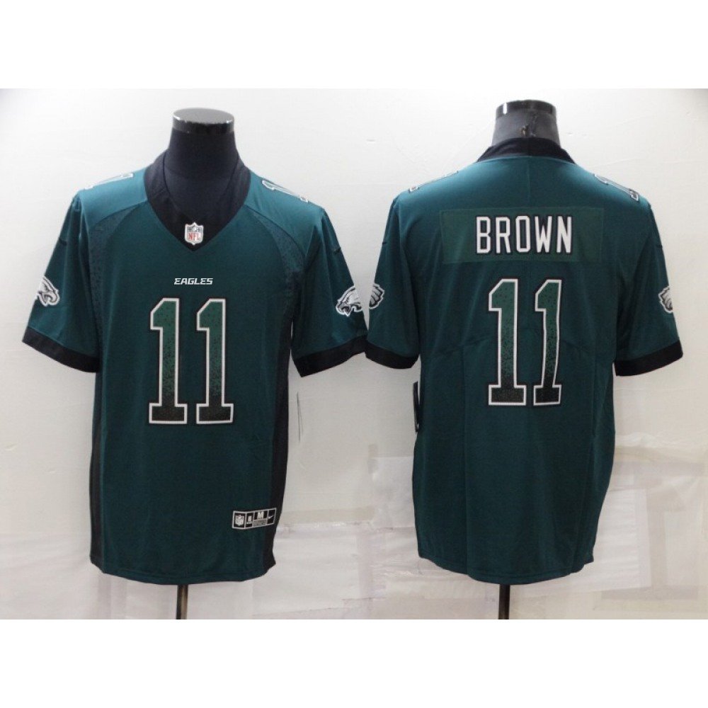 Men's Philadelphia Eagles #11 A. J. Brown Green Fashion Color Rush Limited Stitched Jersey 