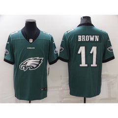 Men's Philadelphia Eagles #11 A. J. Brown Green Team Big Logo Limited Stitched Jersey 