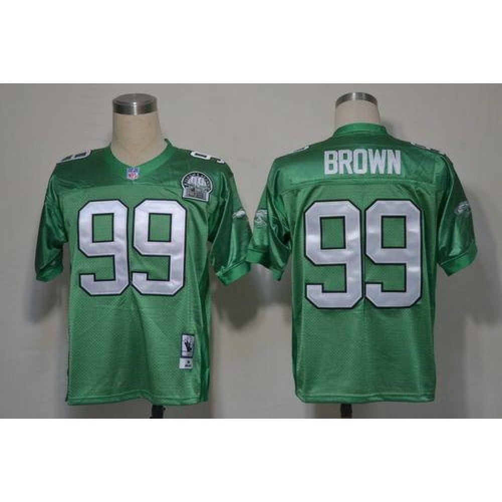 Mitchell And Ness Eagles #99 Jerome Brown Green Stitched Throwback NFL Jersey 