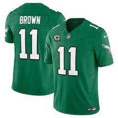 Youth Philadelphia Eagles #11 A. J. Brown Green 2023 F.U.S.E. With C Patch Stitched Football Jersey 