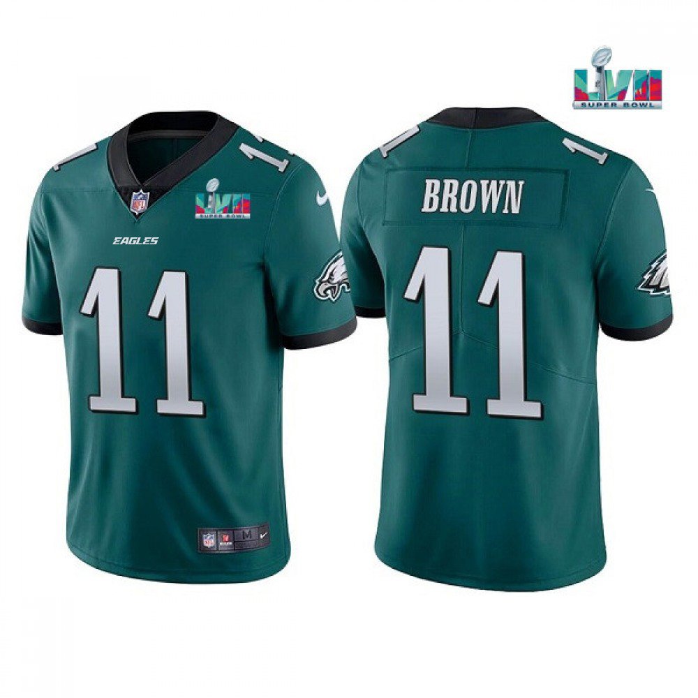 Youth Philadelphia Eagles #11 A. J. Brown Green Super Bowl LVII Patch Vapor Untouchable Limited Stitched Football Jersey 