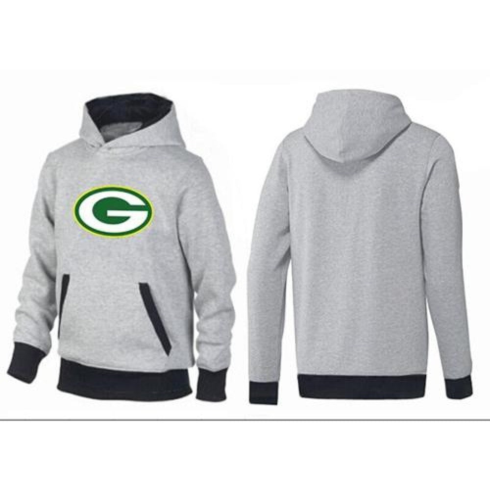 Green Bay Packers Logo Pullover Hoodie Grey & Black 
