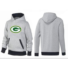 Green Bay Packers Logo Pullover Hoodie Grey & Black 
