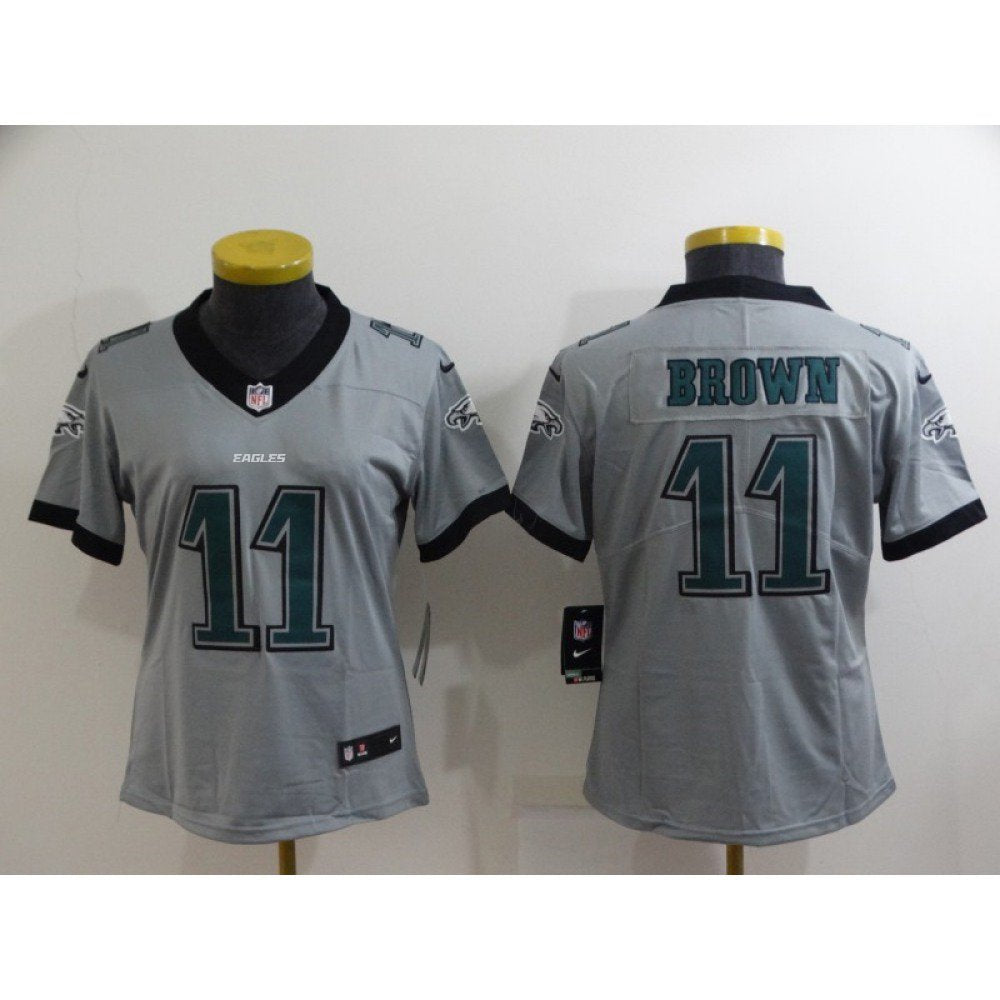 Women's Philadelphia Eagles #11 A. J. Brown Grey Vapor Untouchable Limited Stitched Football Jersey(Run Small) 