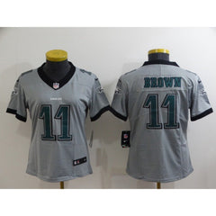 Women's Philadelphia Eagles #11 A. J. Brown Grey Vapor Untouchable Limited Stitched Football Jersey(Run Small) 